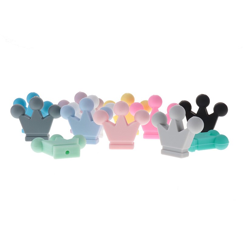 50pcs Silicone Crown Beads Baby Teether Necklace Bead Infant Baby Chewing Jewelry Accessories Food Grade Silicone