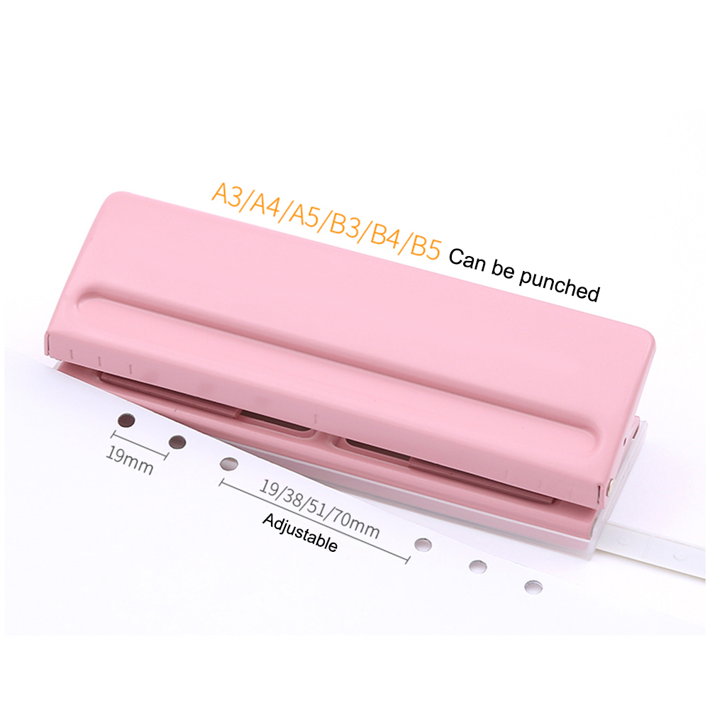 Paper Adjustable Stapler 6 Holes Loose-Leaf Standard Puncher Paper Home Office Binding Supplies Student Stationery Equipment