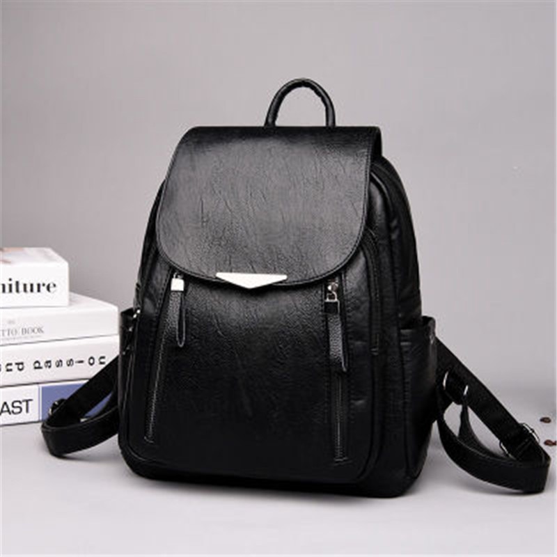 Femmes sac à dos PU femme sacs à dos Vintage en cuir sacs d'école grande capacité sac d'école pour filles Double fermeture éclair sacs à bandoulière