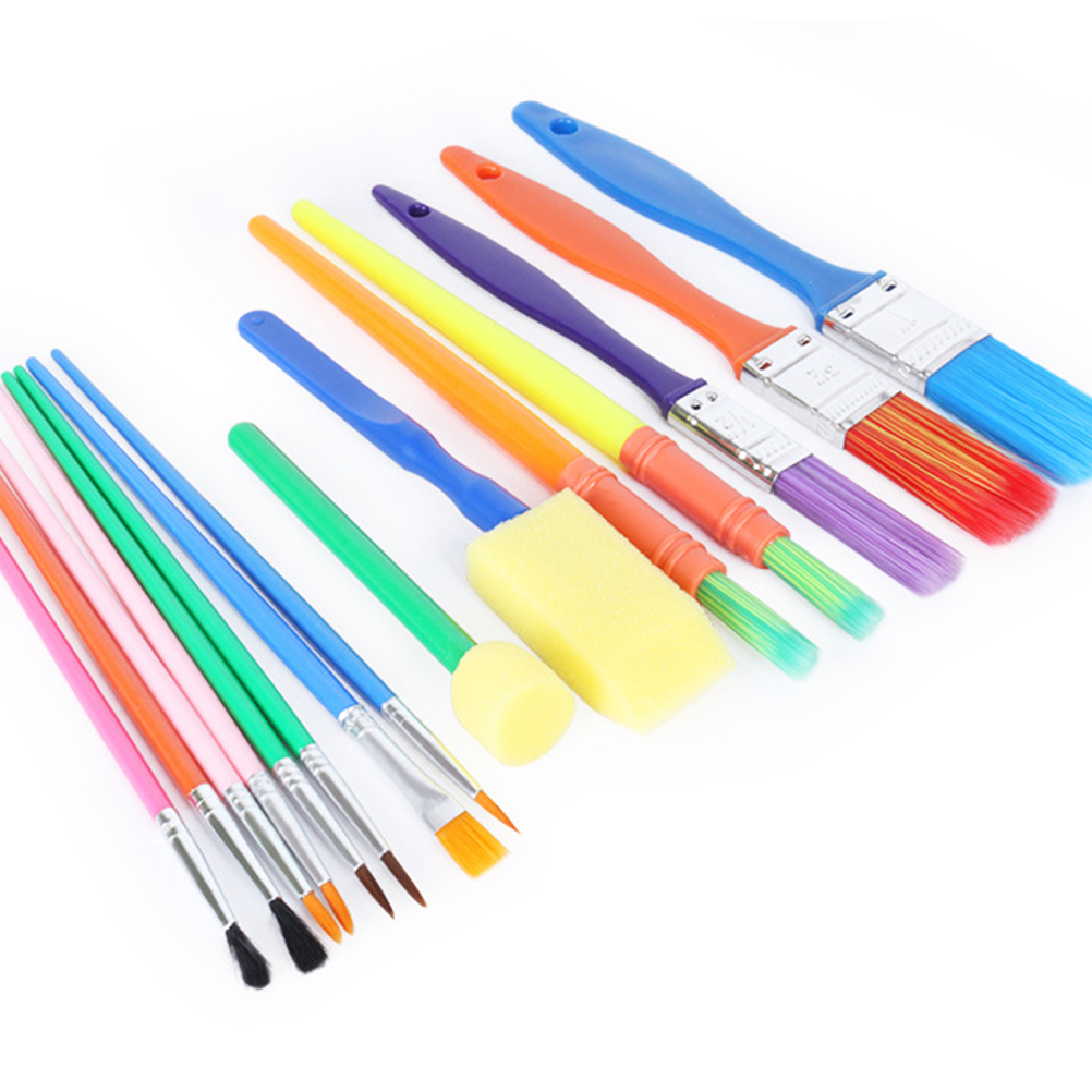 15pcs Kids Art And Craft Painting Drawing Tools Mini Sponge Brush Set Painting Brush Set Fun Kits Early DIY Learning For Artists