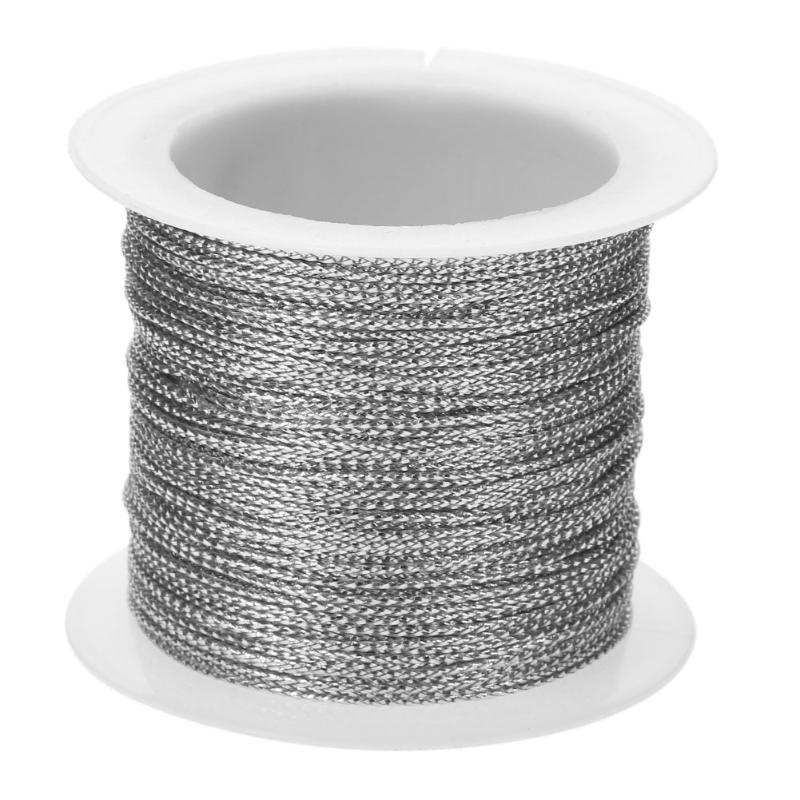 1mm nylon koorden, draadkoord, touw, kralenketting, shamballa-armband, kleding maken, 20m lengtes plastic touwband: Zilver
