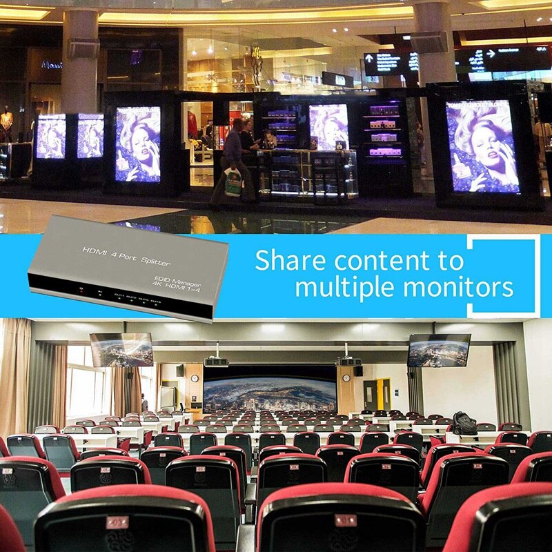 4k hdmi splitter 1 in 4 ut hdmi switch stöd 3d 1080p edid hdcp för  , ps4, ps3, blu-ray spelare, dvd, hdtv(eu plug)
