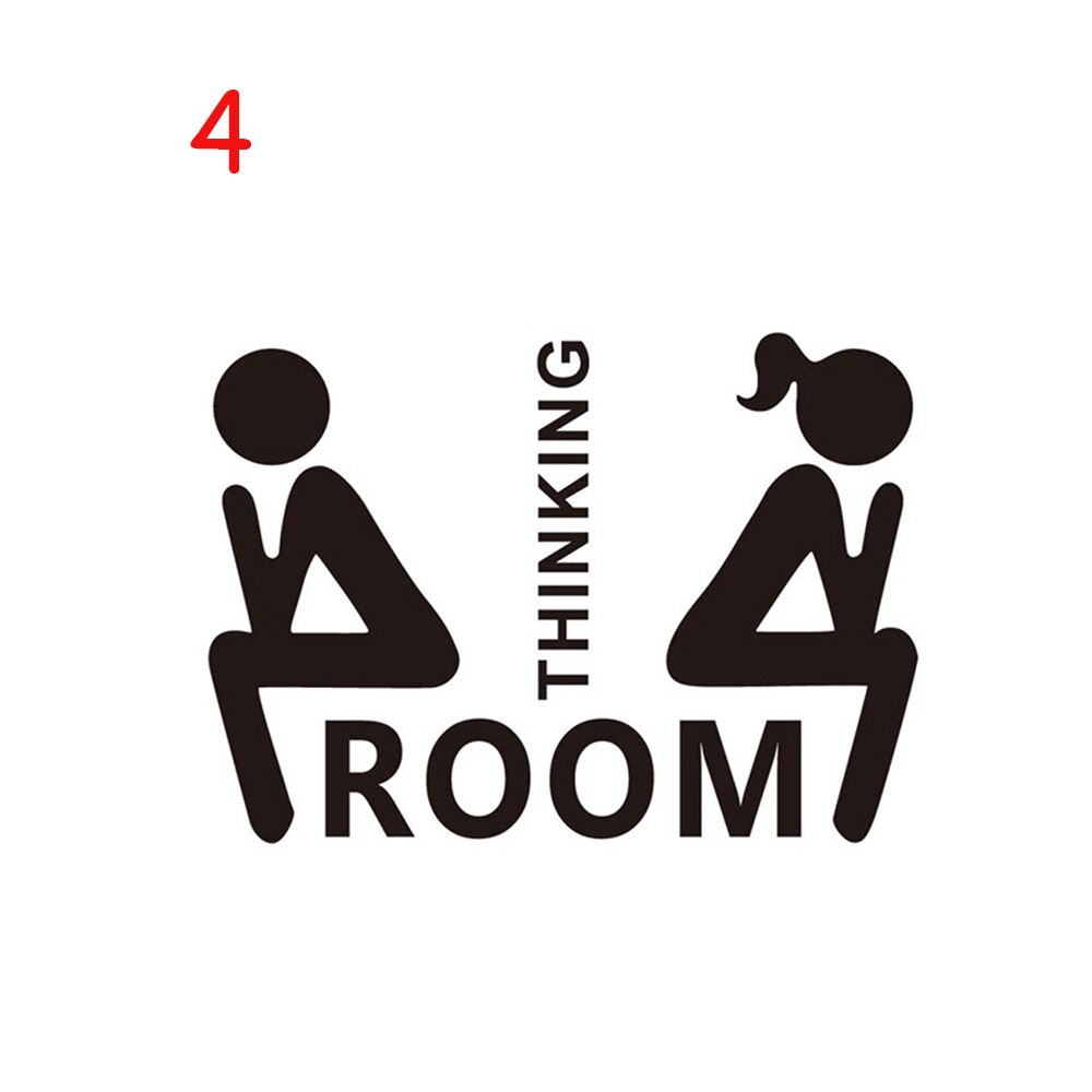 Waterproof Wall Art Mr. &amp; Mrs. Decals Public WC Sign Toilet Stickers Removable Poster Funny Pattern Bathroom Door Ornament: 4