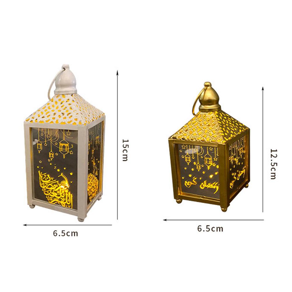 Ramadan lantaarn met led ramadan en eid decoratie voor thuis ijzeren glazen hangende lantaarn voor feest eid mubarak verlichting