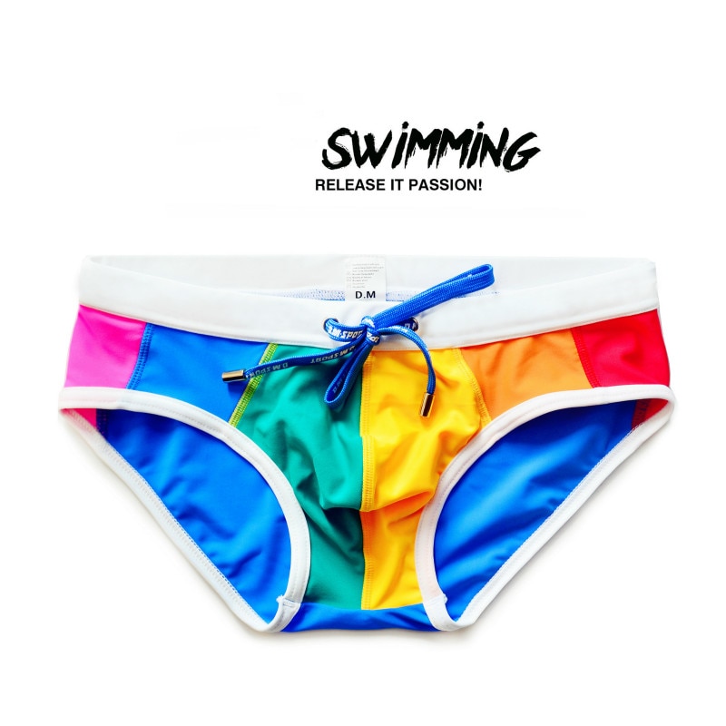 Male Panties Low Waist Men Underwear Swimming Briefs Exotic Comfortable Underpants Breathable Male Underpants Rainbow Briefs