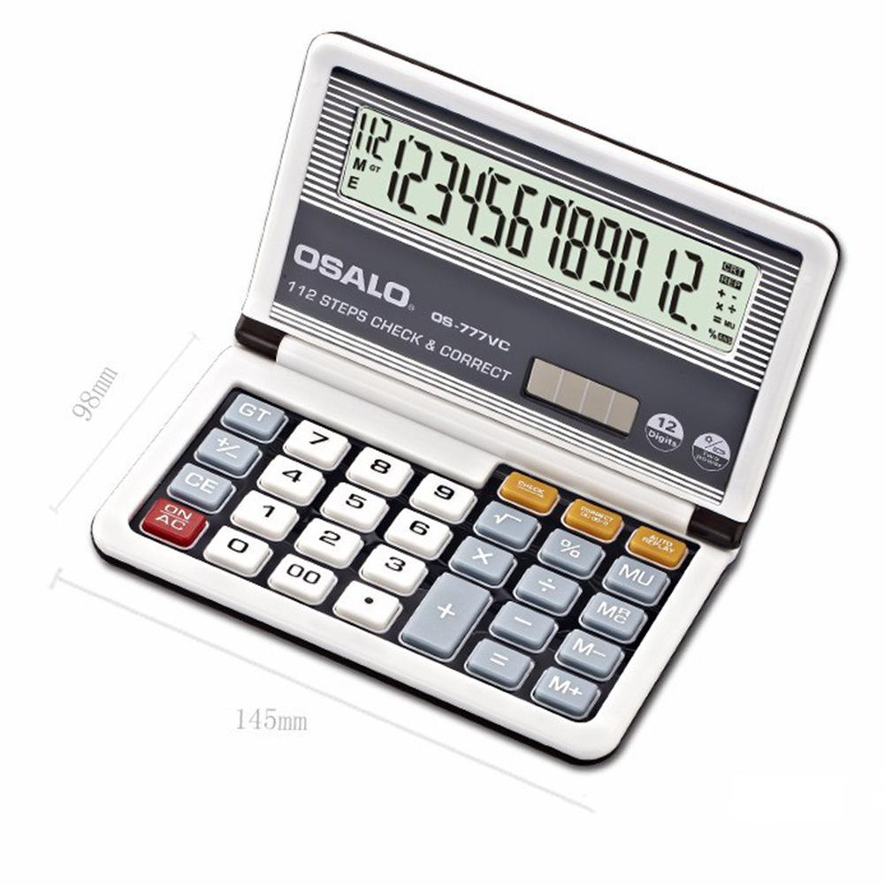 EastVita 12-Digit Display Solar Battery Dual Power Calculator Portable Foldable Basic Calculator r20