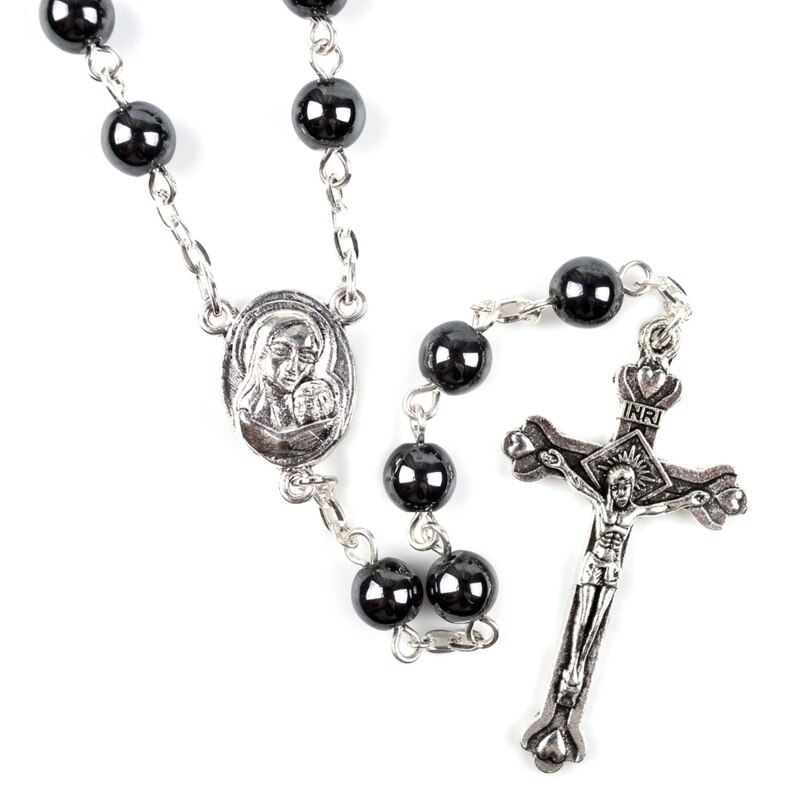 Handgemaakte Ronde Bead Katholieke Rozenkrans Ketting Jesus Cross Religieuze Charme: 1 type