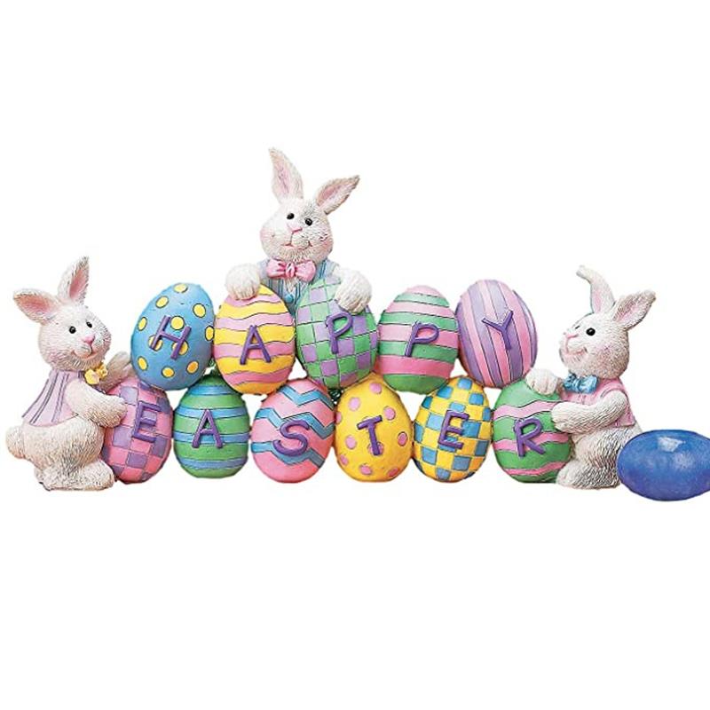 Corona con estampado de conejo de pascua, colgante de huevo de conejo para , decoración de Ambiente, decoración de pared para el hogar, accesorios,