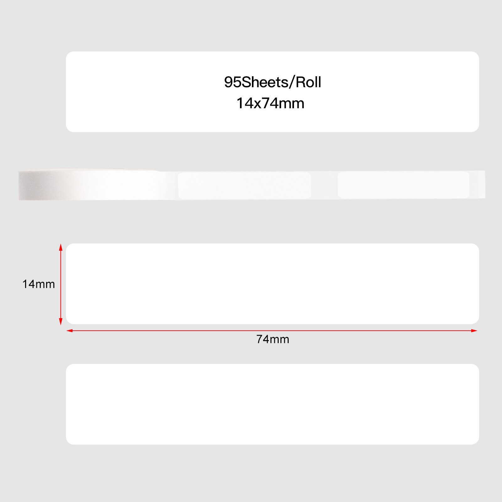 Aibecy Blank Label Paper Self-Adhesive Thermal Paper Roll 15*50mm 130sheets/roll Compatible with Phomemo D30 Thermal Printer: 14x74mm-95 sheets