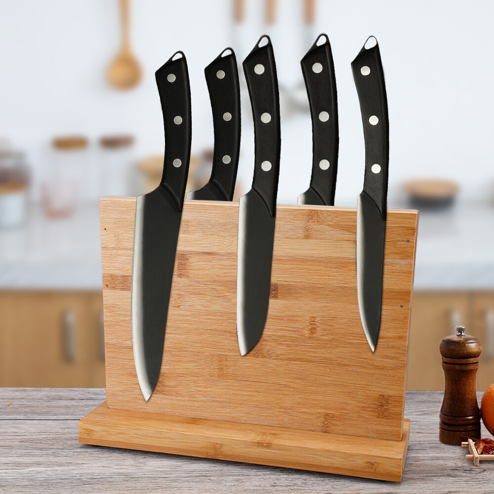 Qing Magnetic Knife Block Stand Holder Rack Chef Knives Display Storage Organizer Solid Base Anti-Slip Kitchen Home Accessory