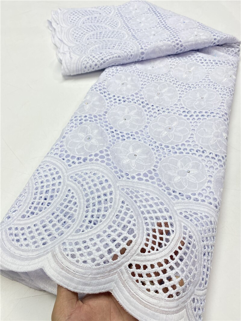 Pure White Swiss Voile Lace In Switzerland Eyelet African Dry Lace Fabric Lace Nigerian Lace Fabrics YA3778B-8