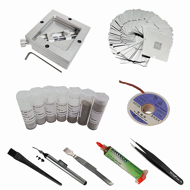 90mm BGA reballing station met 10 stks Universele Stencil kit soldeer bal voor Laptop Game console