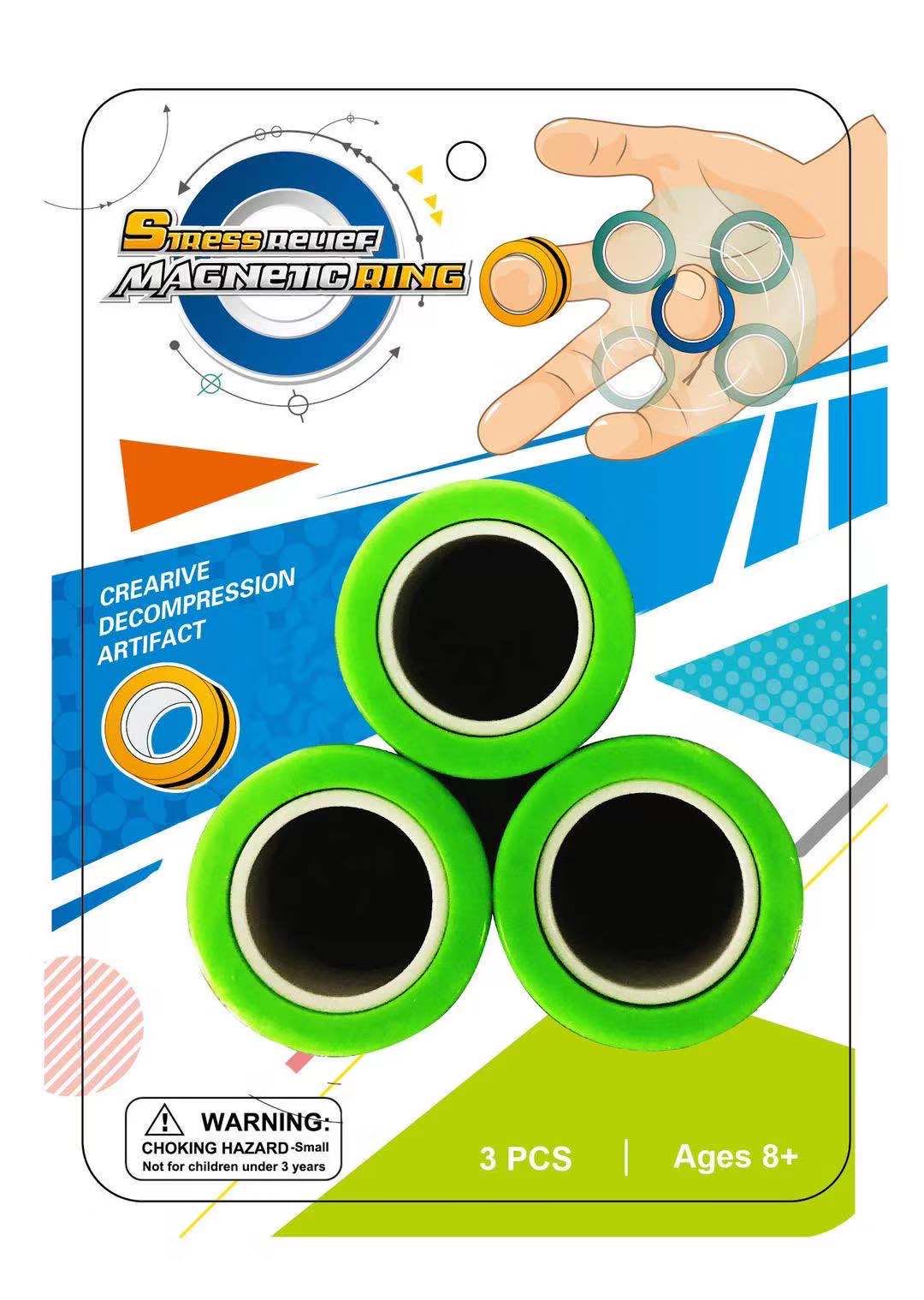 Magnetische Vinger Ring Rotator Vinger Overdrukventiel Speelgoed Gebruikt Om Verlichten Autisme Angst Vingertop Spel Anti-Stress Ring Speelgoed: green