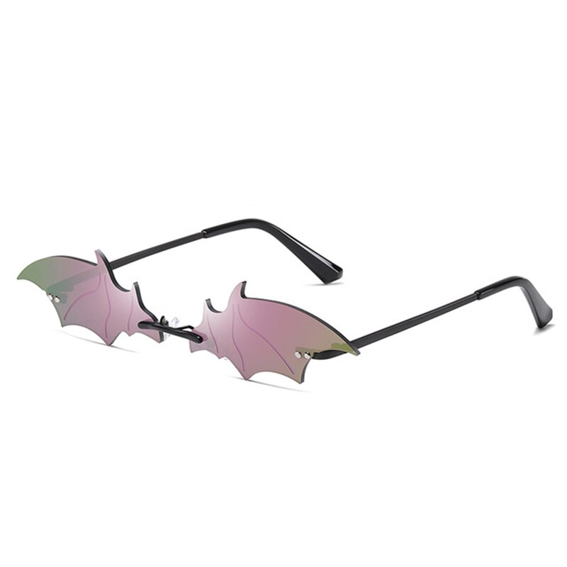 Kleine cat eye zonnebril dames luxe merk randloze punk zonnebril vleermuisvorm unieke bril heren  uv400: 2