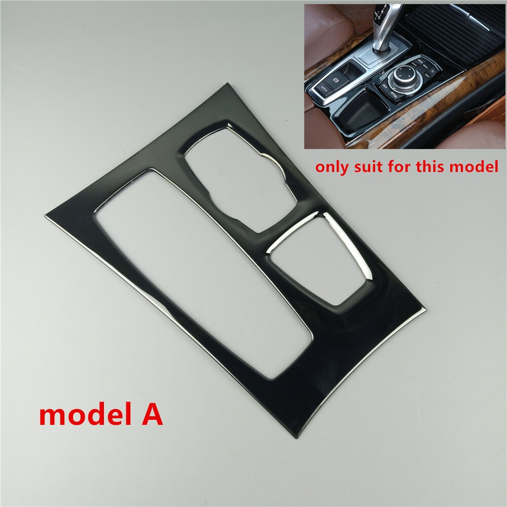Black Center Console Gear Shift Panel Decoration Cover Trim For BMW X5 E70 X6 E71 LHD Stainless Steel Car Styling: model A