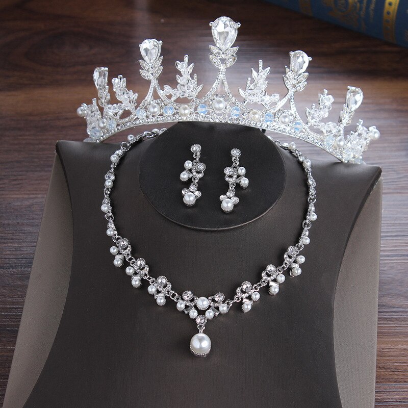 Tiara Bridal Necklace Earrings set dubai jewlery sets Bridal Accessories women Wedding Accessories