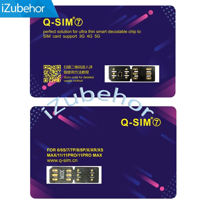 Support IOS13 Q-SIM 7 for iphone 6, 6 plus, 7, 7 plus, 8, 8 plus, X, MAX, IX XR, XS 5G LTE Dual Sim Card Adapter 5pc/lot