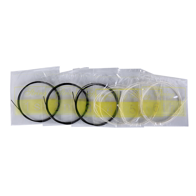 Cuerdas de guitarra profesionales blancas y negras, juego de 6 uds. De cuerdas de instrumento musical de fibra de nailon para guitarra clásica, juego de 6 cuerdas de repuesto