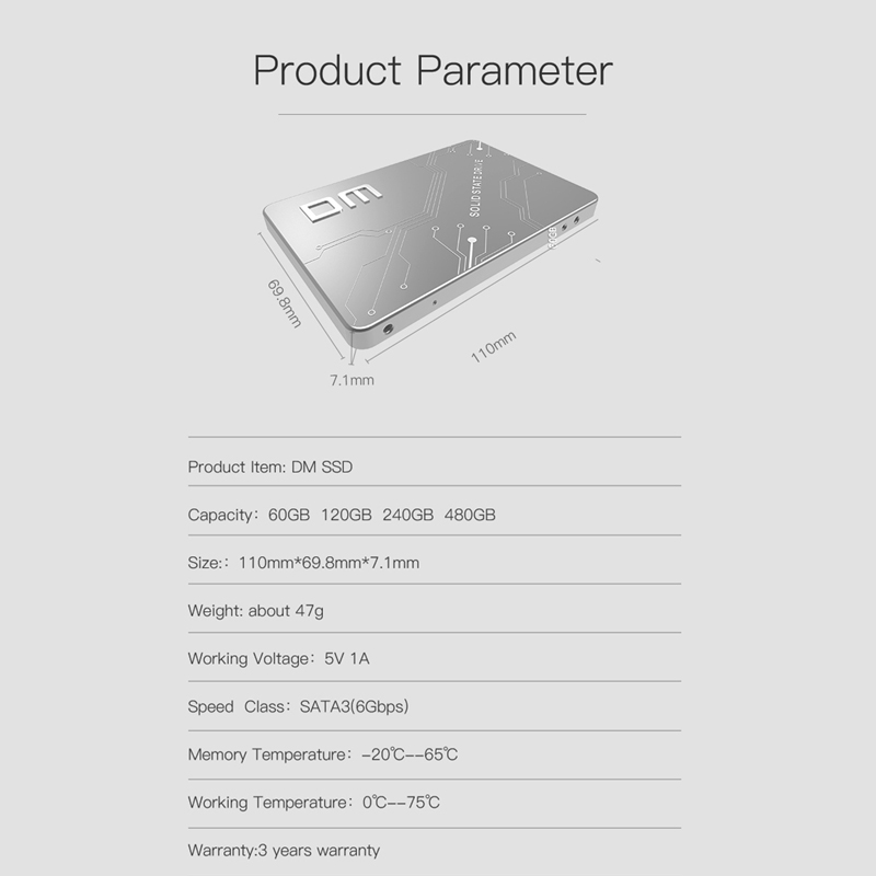 DM Fs500 SSD 480GB 240GB 120GB Internal Solid State Drive 2.5 inch SATA III HDD Hard Disk HD SSD Notebook PC