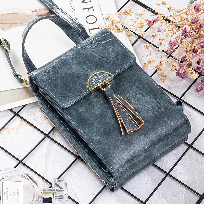 Dames Mode Vierkante Tas Vintage Kwastje Messenger Bag Retro Schoudertas Eenvoudige Crossbody Tas Tote: Deep Blue