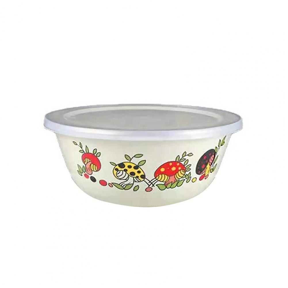 Durable Enamel Bowl Nostalgic Rice Basin Thickened Easy Clean Food Containers Enamel Basin: 18cm Mushroom
