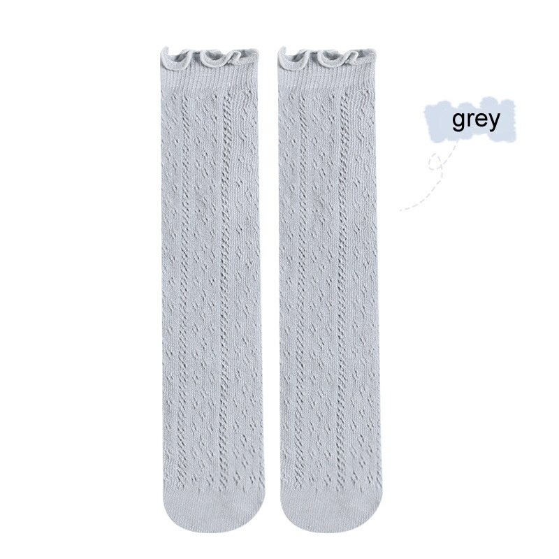 Todas as idades crianças menina verão malha fina redes transferência mosquito prova sobre-a panturrilha meias de algodão tuble: CINZA