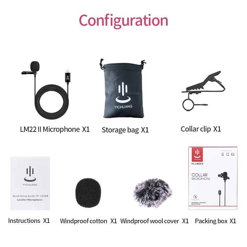 For Lightning Lavalier Microphone Lapel Mini Microphone For iPhone 8/11/12 Pro Max Plus iPad microfone