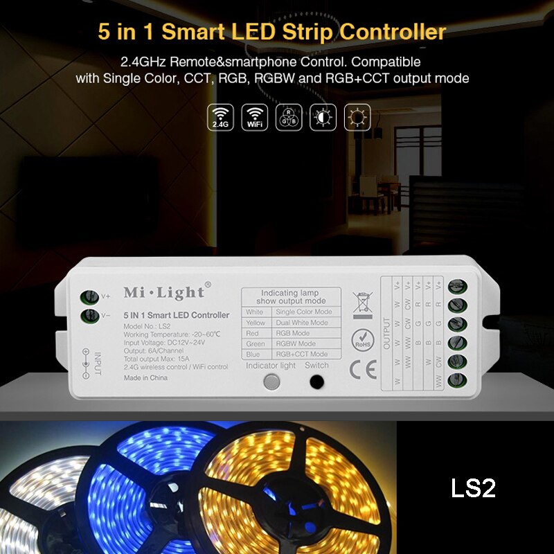 Miboxer fut 089/b8 2.4g rgb+cct trådløs 8 sone fjernkontroll;veggmontert berøringspanel; ls2 5in 1 smart led strip-kontroller wl-boks 1
