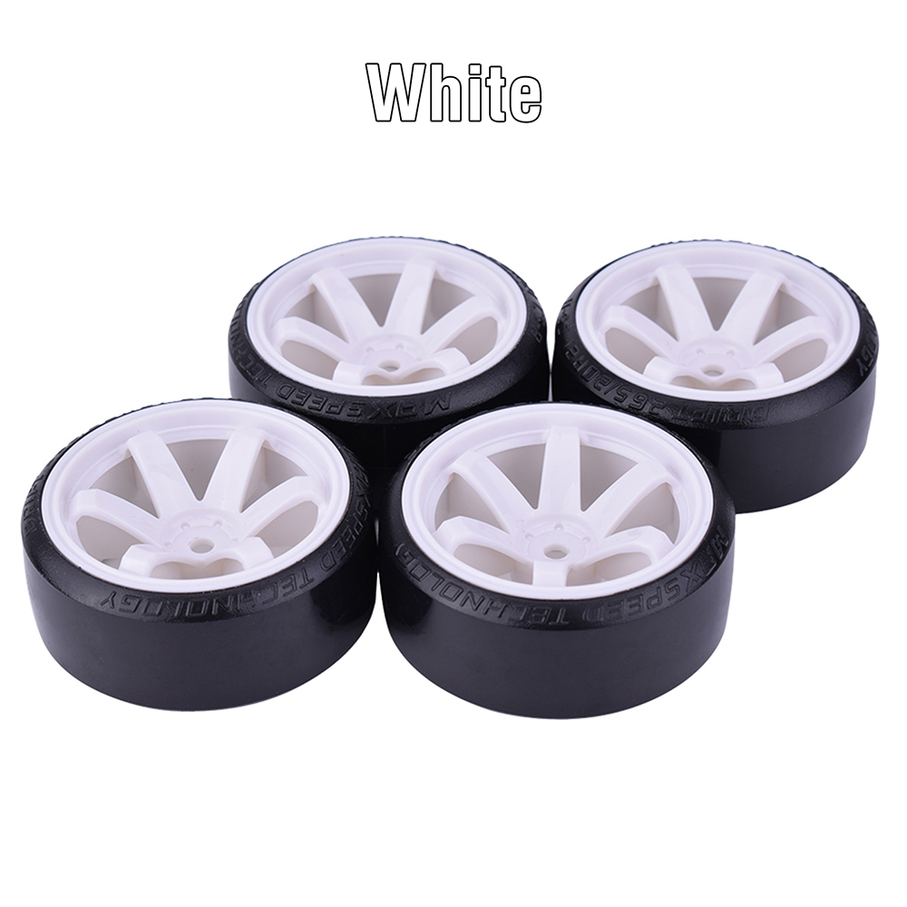 4 Uds 1/10 RC Drift ruedas de carretera neumático de patrón duro para 1/10 Traxxas D4 HSP HPI Sakura TT01 Tamiya Drifting RC accesorios de coche: Blanco