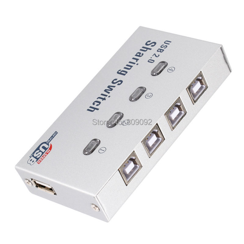 4 Ports USB 2.0 Sharing Switch 4 in 1 Out USB Switcher Adapter Box Selector Box USB Hub for PC Scanner Printer Copier Plotter