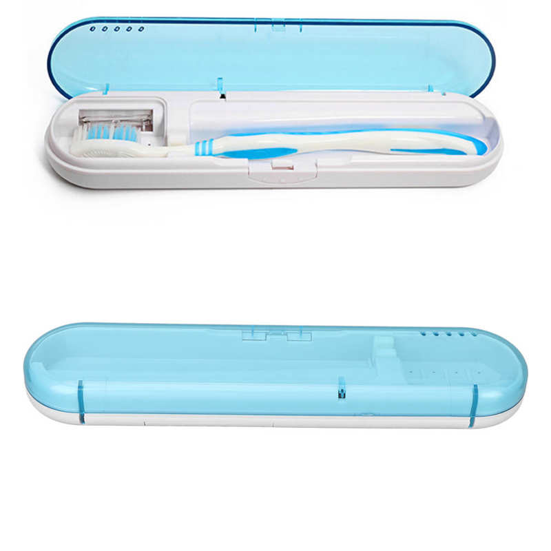 Sanitizer UV Toothbrush Cleaner Box Portable Auto Power Off Ultraviolet Toothbrush Cleaning Organizer Case Blue Sterilizer