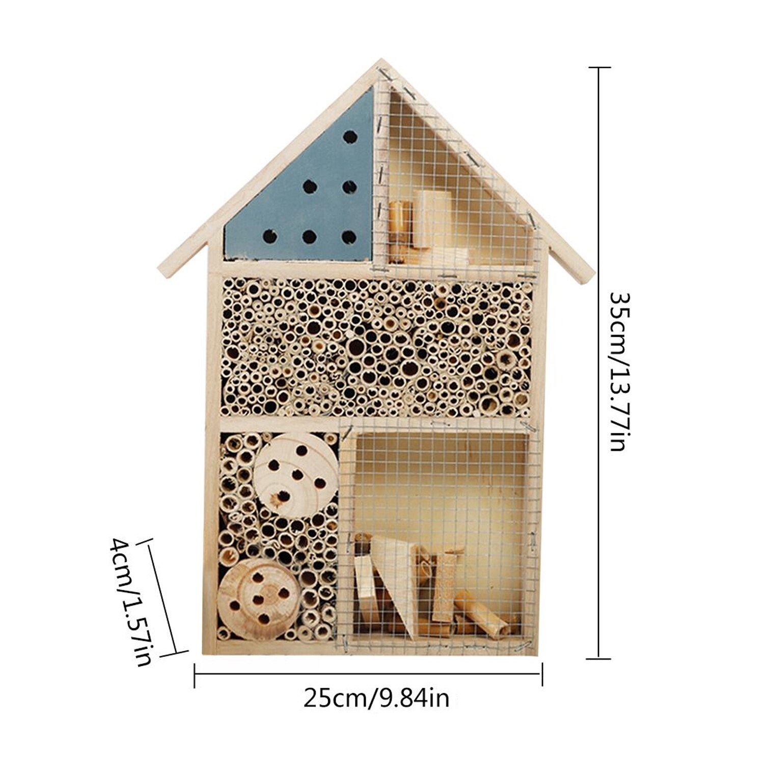 Insect House Wooden Bee Bug Butterfly Insect Nest Nesting Box Hotel House Shelter for Home Garden Backyard