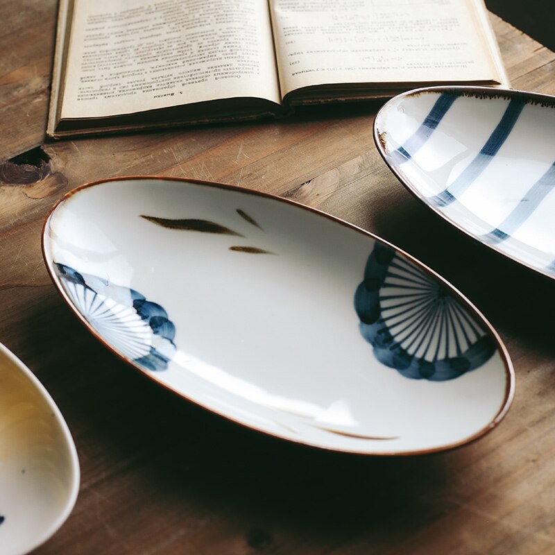 Keramische Plaat Ovale Vis Schotel Japanse Stijl Sushi Plaat Huishoudelijke Servies Plaat Fruitschaal Creatieve Keramische Servies