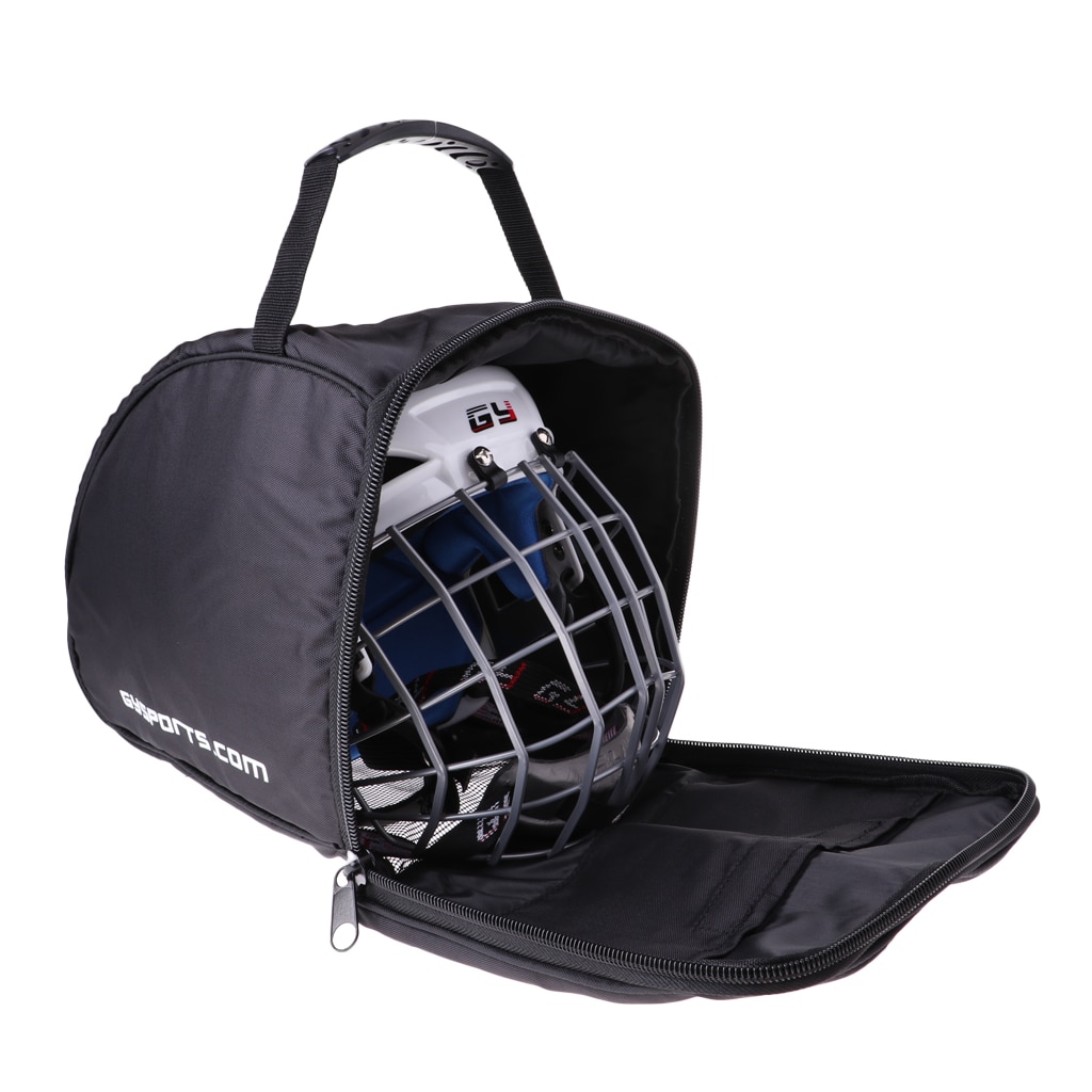 Portable Ice Hockey Helmet Bag Padded Protection Goalie Mask Equipment Storage Bag Black
