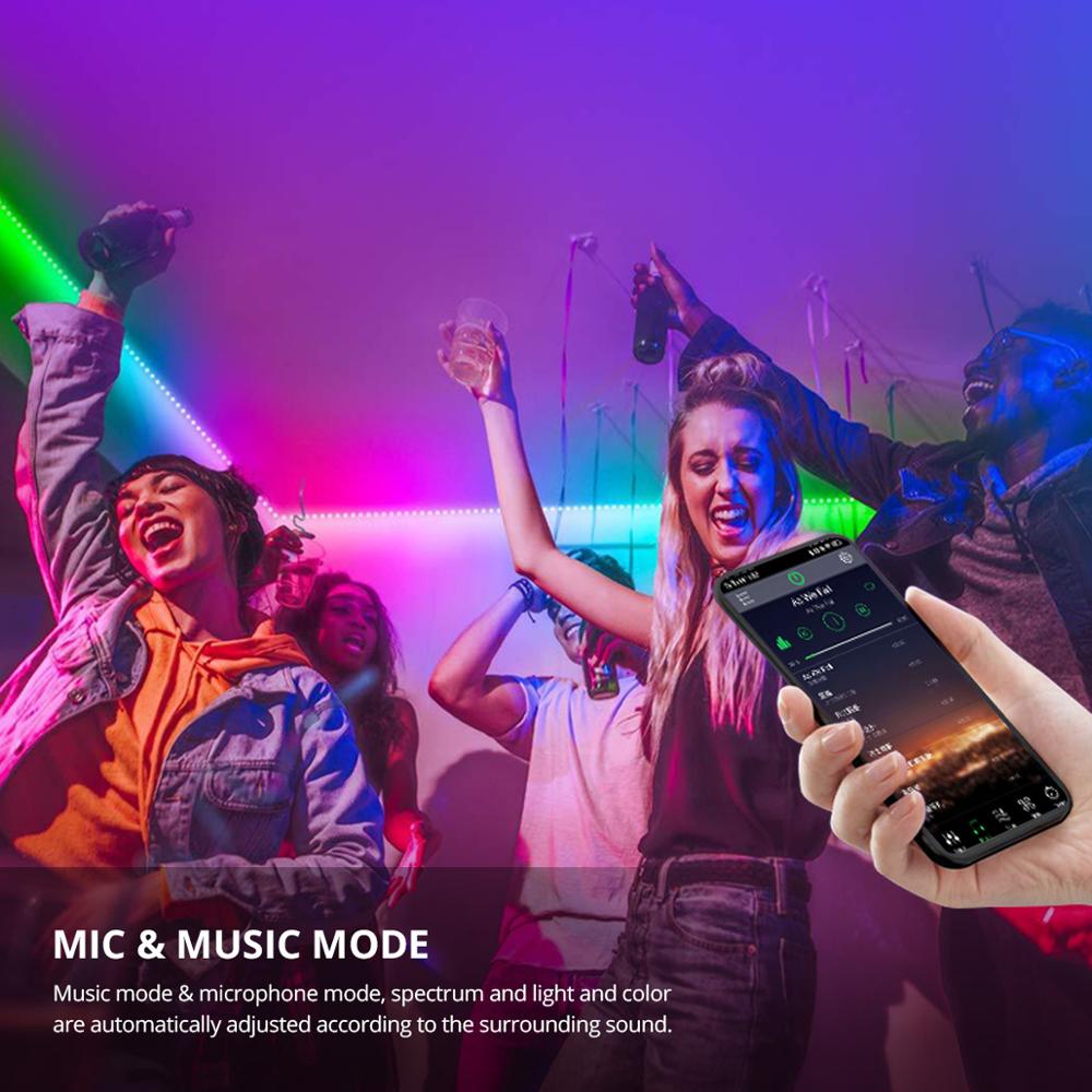 Jule bluetooth ledet fe lys stripe app musikk synkronisering krans streng lys bryllup fest hjemmedekorasjon belysning