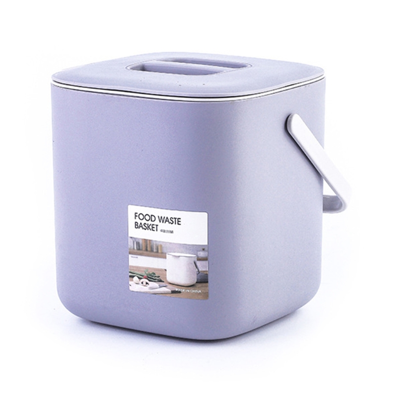 Portable 2 Tier Plastic Kitchen Waste Trash Can with Handle Compost Drainer Bin: 9FF202463-GY