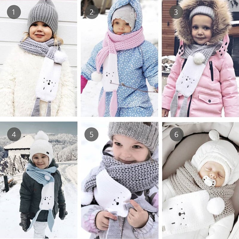 Nette Karikatur Kaninchen Baby Schal Winter Warme Baby Mädchen Jungen Schals Weiche Gestrickte Hals Wärmer freundlicher freundlicher Schals