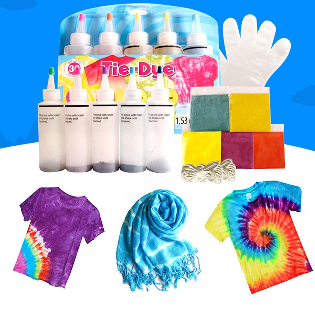 5 flasker tulipan permanent et-trins tie-dye kit diy tøj graffiti farvestof til stof tekstil håndværk kunst tøj solo projekter farvestof
