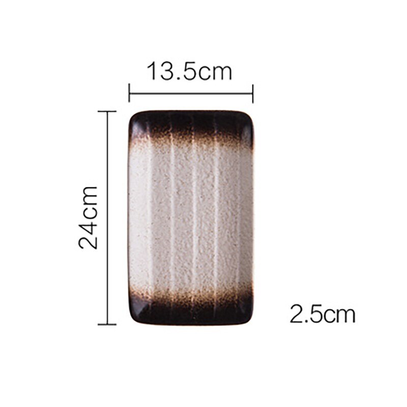 FANCITY plato rectangular para restaurante, plato de cerámica retro, placa con patrón de piedra, plato plano, plato de sushi: 2