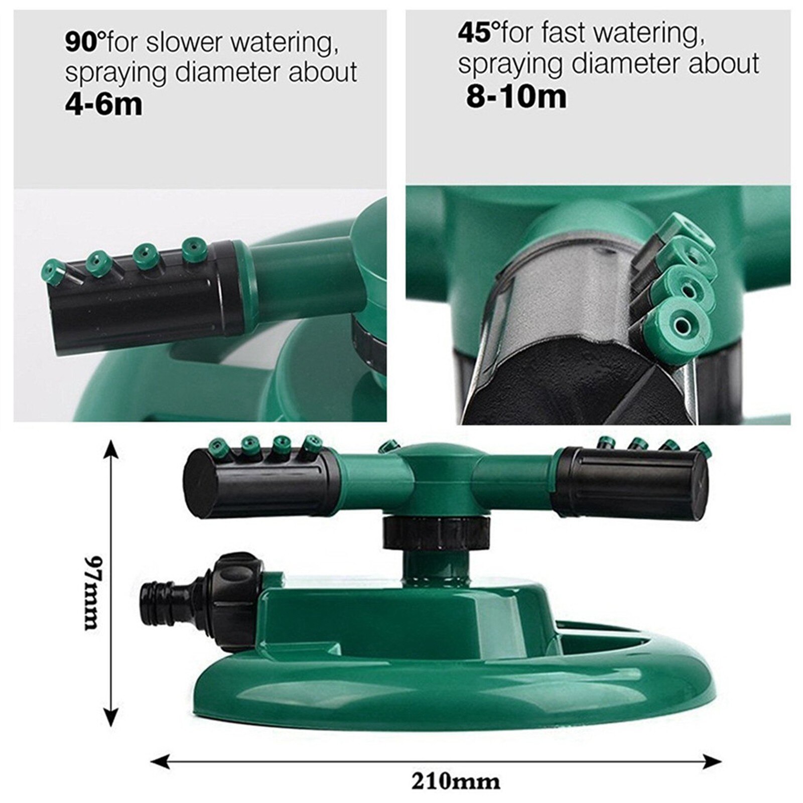 1Pcs 360 Graden Cirkel Roterende Water Sprinkler Automatische Watering Tuin Gras Gazon Sprinklers 3 Arm Gras Watering Nozzles # y2