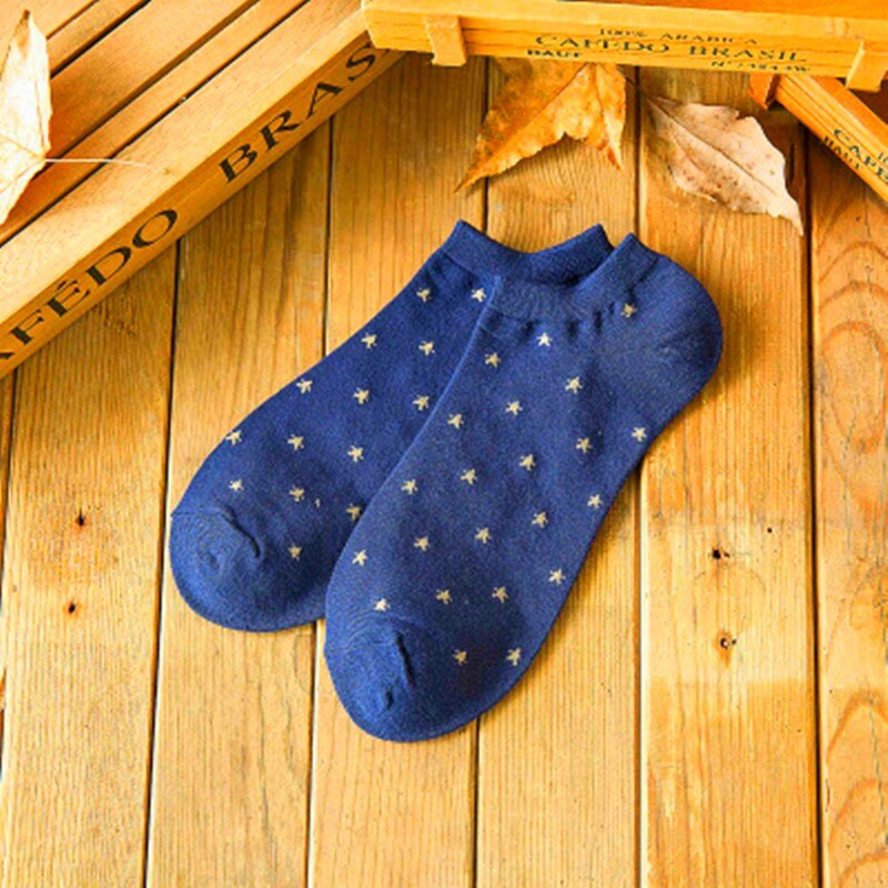 Calcetines tobilleros transpirables para hombre, calcetín de algodón, náuticos, rayas, anclas, estrellas, nieve, 5 pares, para primavera y verano: 4