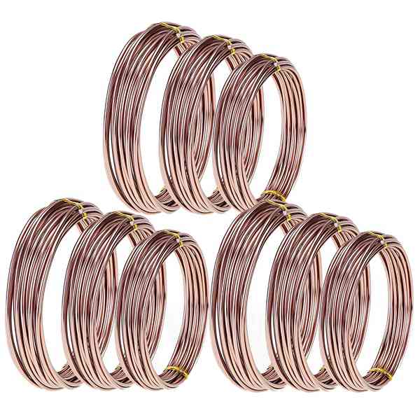 9 ruller bonsai ledninger anodisert aluminium bonsai treningstråd med 3 størrelser  (1.0 mm,1.5 mm,2.0 mm), totalt 147 fot: Brun