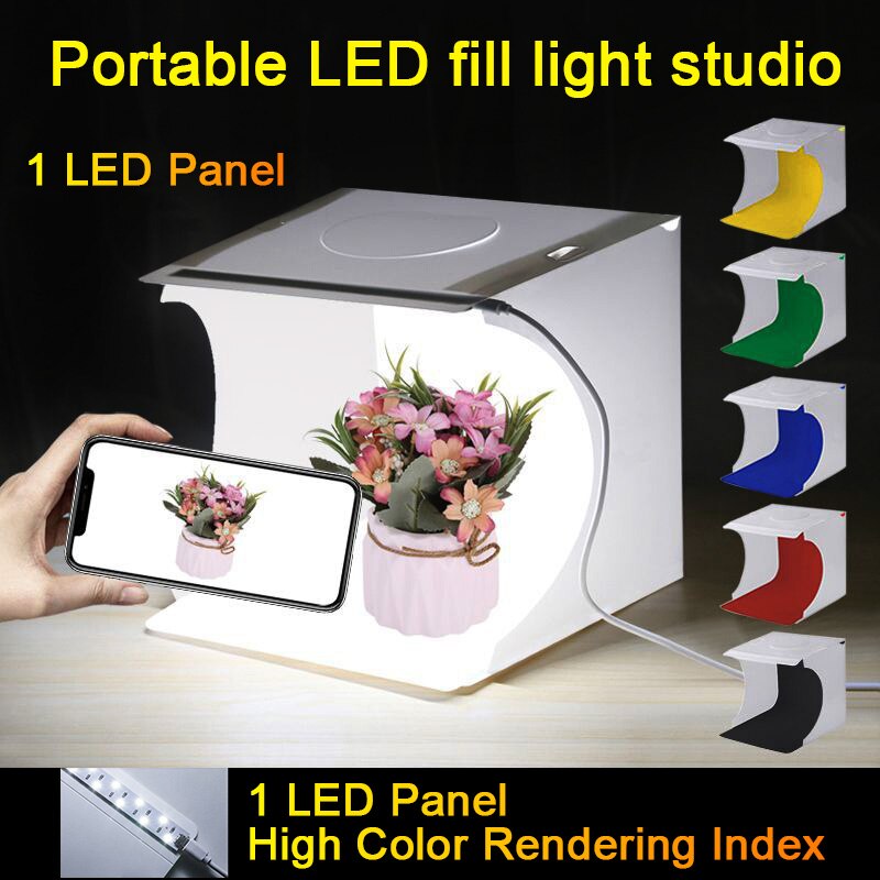 Folding Studio Diffuse Soft Box Lightbox 20*20cm Mini With LED Light Black White Photography Background Photo Studio Box