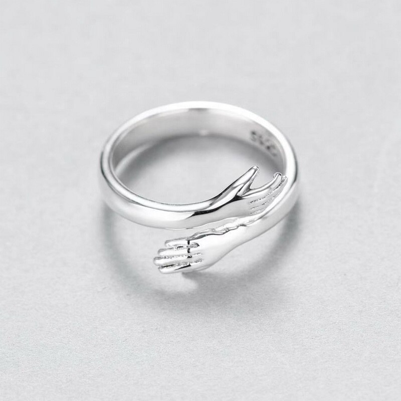 Romantische Hand Met Liefde Knuffel Ringen Creatieve Verstelbare Love Forever Open Vinger Hand Ring Voor Vrouwen Mannen Mode-sieraden