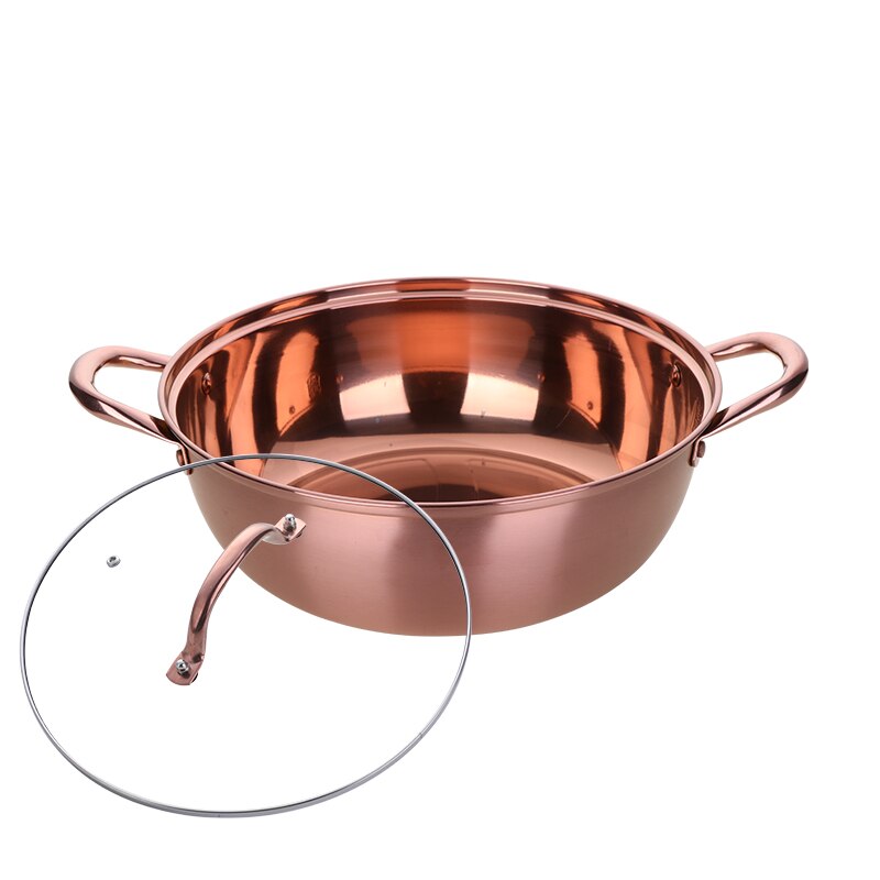 Chinese Pot Stainless Steel Cooking Pot Kitchen Utensils Single-Layer Compatible Soup Stock Pots Home Cookware: A270-Rose Gold