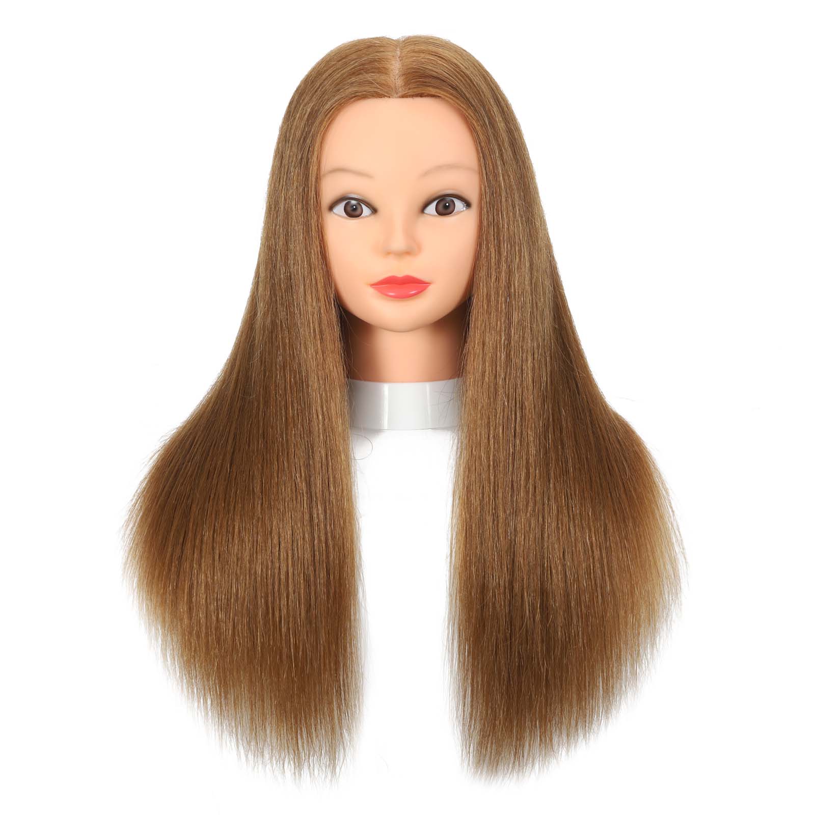Cabeça de manequim de cabelo 100% real com cabelo humano, cabeleireiro, cosmetologia, manequim, treinamento, prática, estilo, cabeça de boneca: Bege