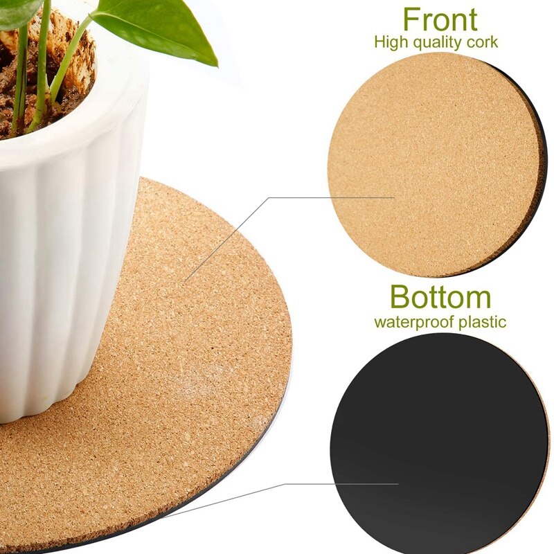 Alfombrilla de corcho para plantas, tapete de plástico para plantas, placa redonda para jardín, patio, maceta, para interiores y exteriores, proyecto artesanal de bricolaje, 6 piezas