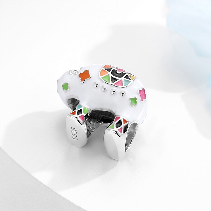 925 Sterling Silber Bunte emaille Charms Kalten polar bear bead feine Schmuck Herstellung passend original charme DIY Armband