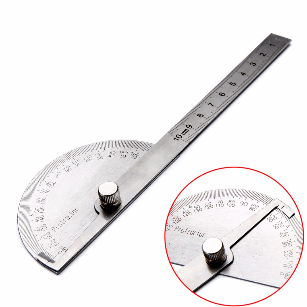 1pc 180 Degree Adjustable Protractor Angle Finder Angle Ruler Round Head Rotary Stainless Steel Measuring Tool for Woodworking