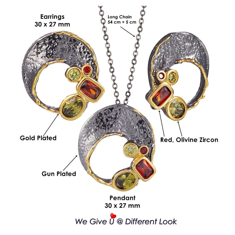 Dreamcarnival1989 Original Necklace Earings Set Women Moon Style Gothic Anniversary Colors Zircon Jewelry EP4004S2
